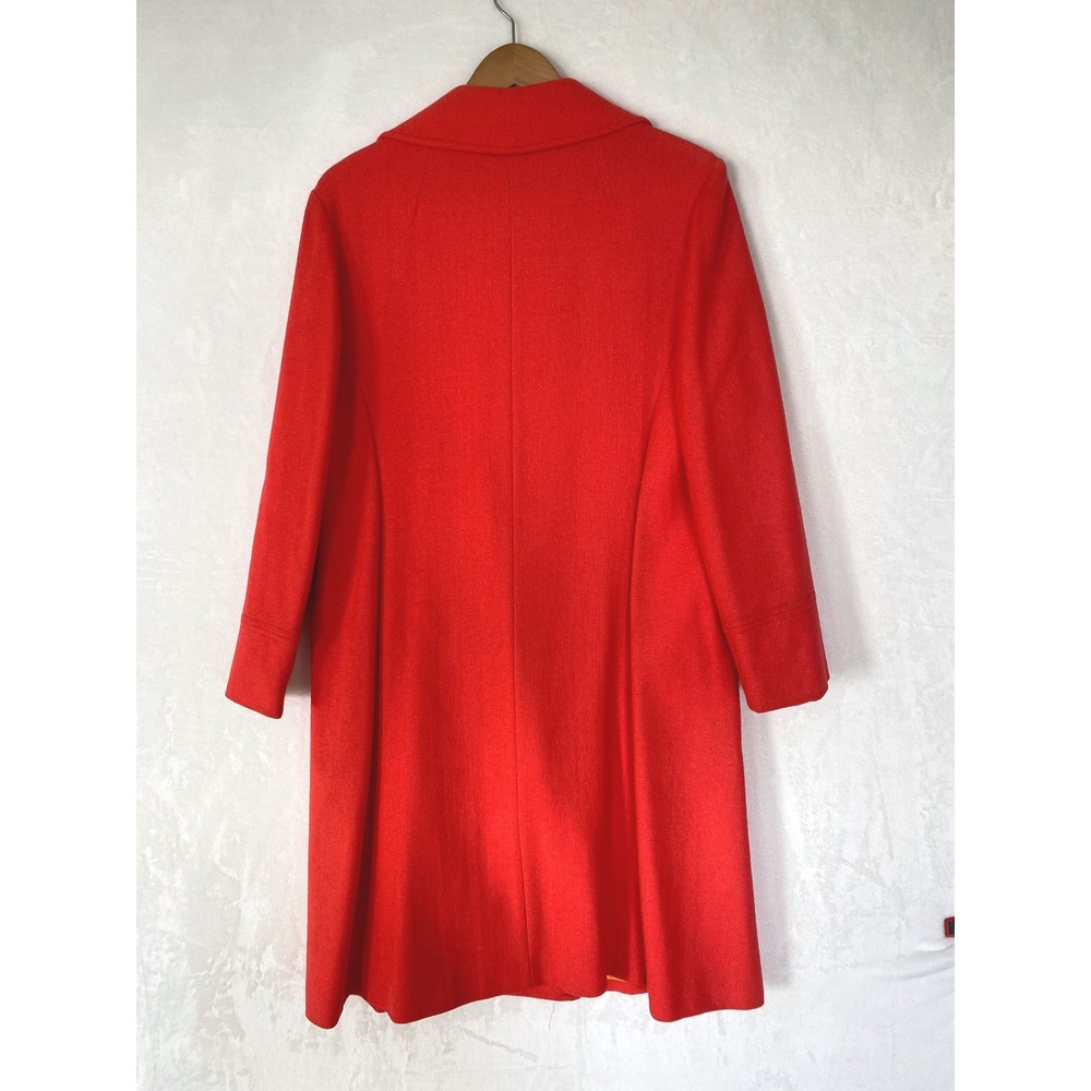 Vintage Wool Blend Coat Bold Orange Double Breasted‎ Retro Silk Lined Medium - Picture 3 of 7